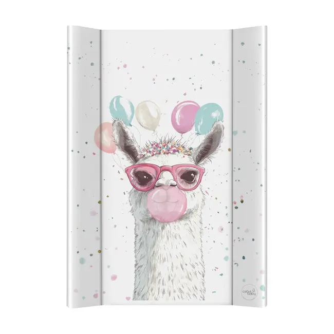 Saltea de infasat, Ceba Baby, Moale, Profilata, 50x70 cm, Pentru comode si masute de infasat, Fara BPA, Impermeabila, 0 luni+, Basic Crazy Lama BYNW-102-000-782
