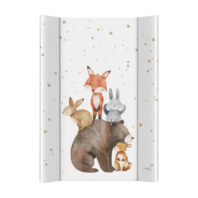 Saltea de infasat, Ceba Baby, Moale, Profilata, 50x70 cm, Pentru comode si masute de infasat, Fara BPA, Impermeabila, 0 luni+, Basic Forest Friends BYNW-102-000-783