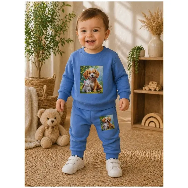 Trening pentru bebelusi din bumbac, albastru, best friends bnb01-310