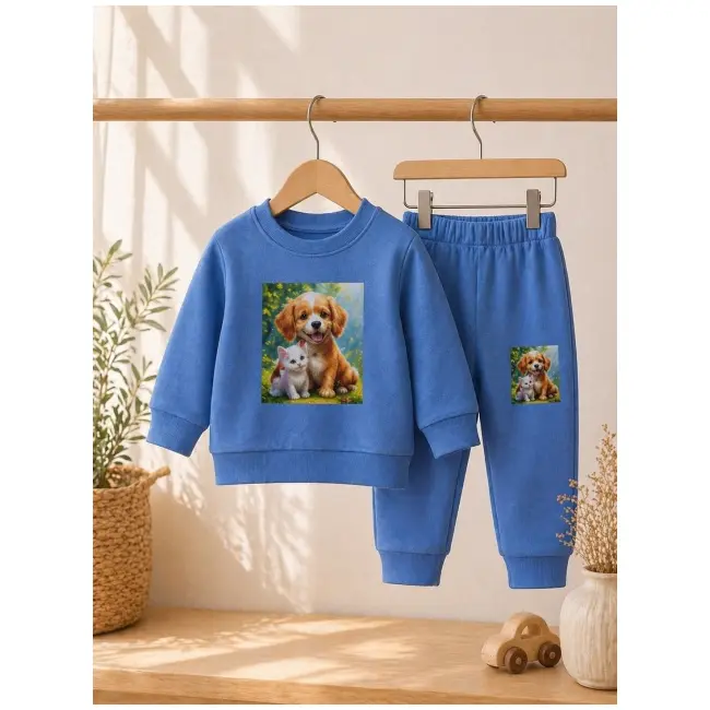 Trening pentru bebelusi din bumbac, albastru, best friends bnb01-310