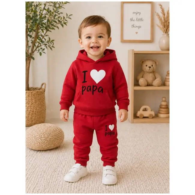 Trening rosu pentru bebelusi din bumbac, i love papa bnb01-3-7