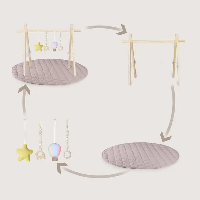 Centru de activitati, Lionelo, Anis Set, Cu arcada Montessori, Din lemn de pin, Jucarii plus, 4 jucarii suspendate, Stimuleaza simturile, Pliere rapida, Salteluta moale antiderapanta, 0+ luni, Multicolor BYNLO-ANIS_SET