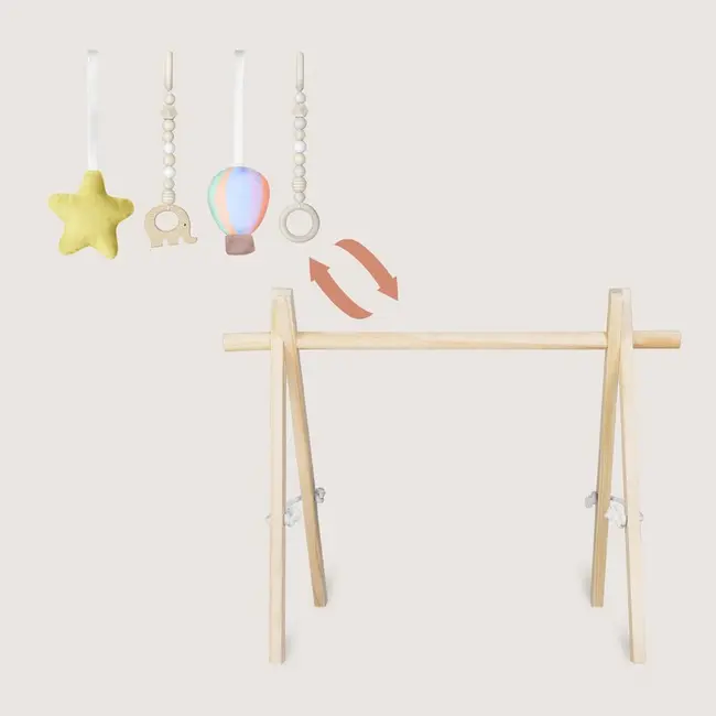 Centru de activitati, Lionelo, Anis Set, Cu arcada Montessori, Din lemn de pin, Jucarii plus, 4 jucarii suspendate, Stimuleaza simturile, Pliere rapida, Salteluta moale antiderapanta, 0+ luni, Multicolor BYNLO-ANIS_SET