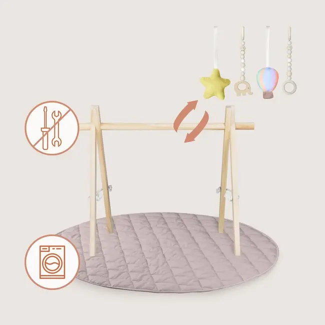 Centru de activitati, Lionelo, Anis Set, Cu arcada Montessori, Din lemn de pin, Jucarii plus, 4 jucarii suspendate, Stimuleaza simturile, Pliere rapida, Salteluta moale antiderapanta, 0+ luni, Multicolor BYNLO-ANIS_SET