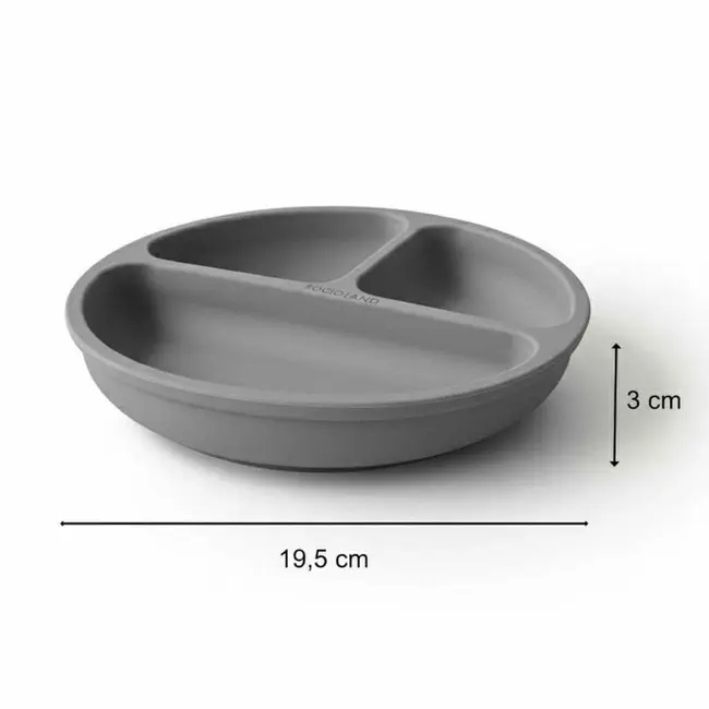 Farfurie compartimentata, Bocioland, Rotunda, Cu 3 compartimente, Fara BPA, 6-36 luni, Dark grey BYNBL590