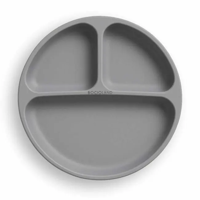 Farfurie compartimentata, Bocioland, Rotunda, Cu 3 compartimente, Fara BPA, 6-36 luni, Dark grey BYNBL590