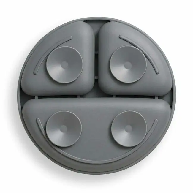 Farfurie compartimentata, Bocioland, Rotunda, Cu 3 compartimente, Fara BPA, 6-36 luni, Dark grey BYNBL590