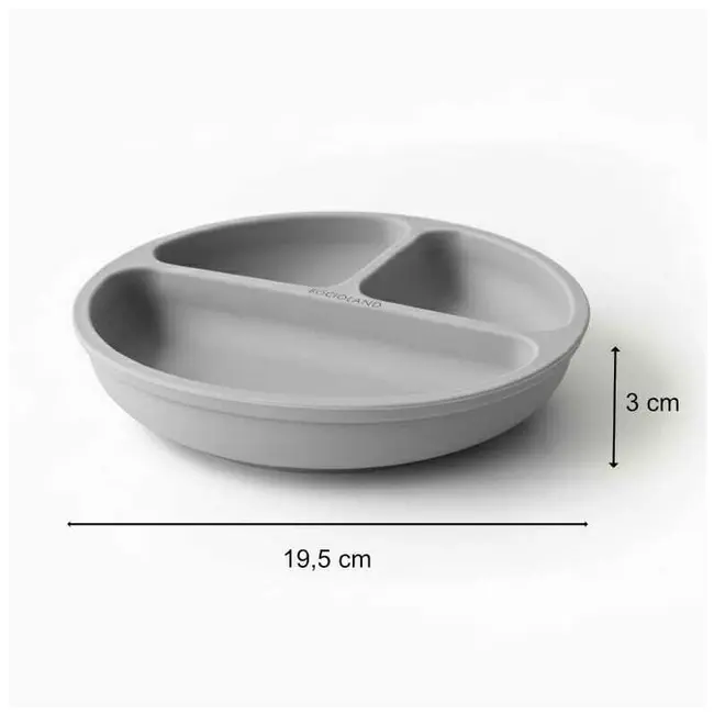 Farfurie compartimentata, Bocioland, Rotunda, Cu 3 compartimente, Fara BPA, 6-36 luni, Gray BYNBL589