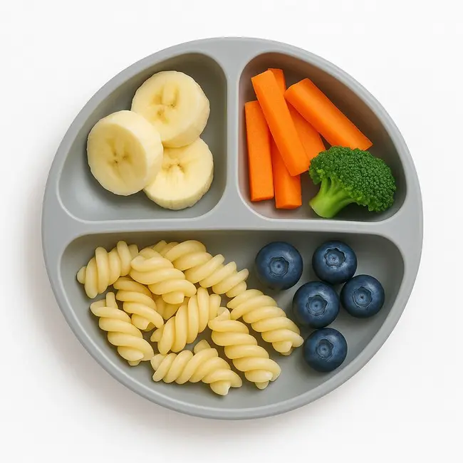 Farfurie compartimentata, Bocioland, Rotunda, Cu 3 compartimente, Fara BPA, 6-36 luni, Gray BYNBL589