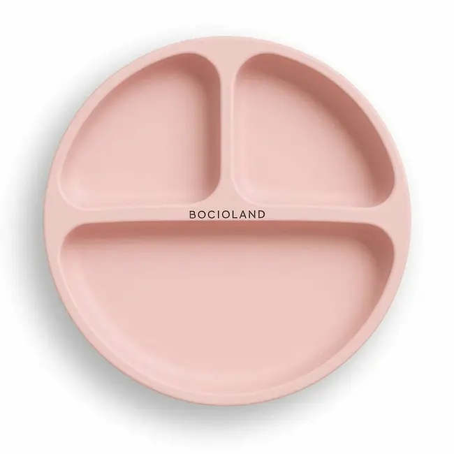Farfurie compartimentata, Bocioland, Rotunda, Cu 3 compartimente, Fara BPA, 6-36 luni, Pink BYNBL587