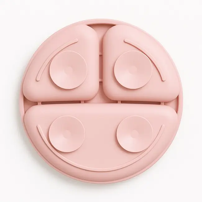 Farfurie compartimentata, Bocioland, Rotunda, Cu 3 compartimente, Fara BPA, 6-36 luni, Pink BYNBL587