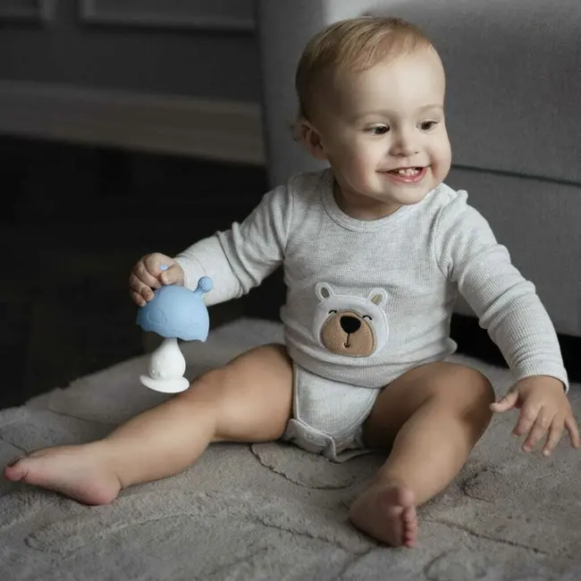 Jucarie de dentitie, Bocioland, Ciupercuta, BPA Free, 0 luni+, Blue BYNBL800