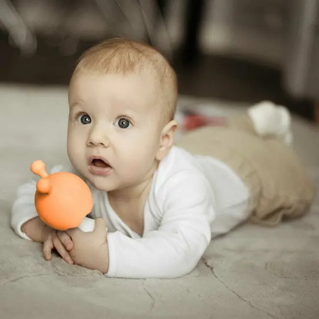 Jucarie de dentitie, Bocioland, Ciupercuta, BPA Free, 0 luni+,Orange BYNBL803