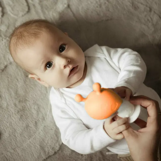 Jucarie de dentitie, Bocioland, Ciupercuta, BPA Free, 0 luni+,Orange BYNBL803