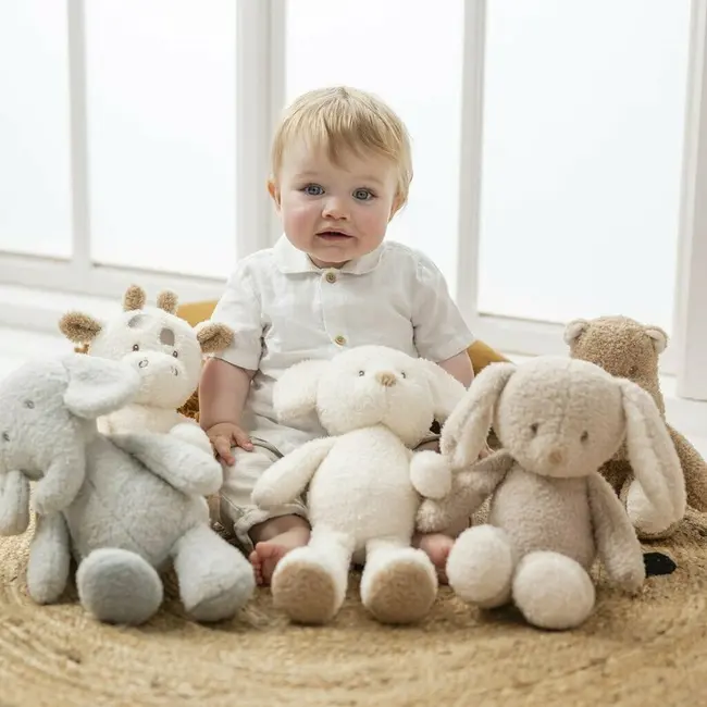 Jucarie plus bebelusi, Nattou, Cuddly Mouse, 24 cm, Material moale si pufos, Stimuleaza simtul tactil si motricitatea fina, Prieten de joaca si mangaiere, 0 luni+, Bej BYN856027