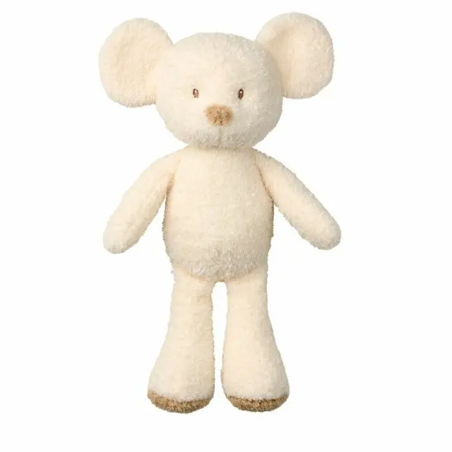 Jucarie plus bebelusi, Nattou, Cuddly Mouse, 24 cm, Material moale si pufos, Stimuleaza simtul tactil si motricitatea fina, Prieten de joaca si mangaiere, 0 luni+, Bej BYN856027