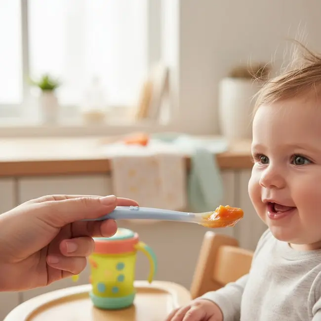 Lingurita, Bocioland, Din silicon, 6 luni+, Blue BYNBL245