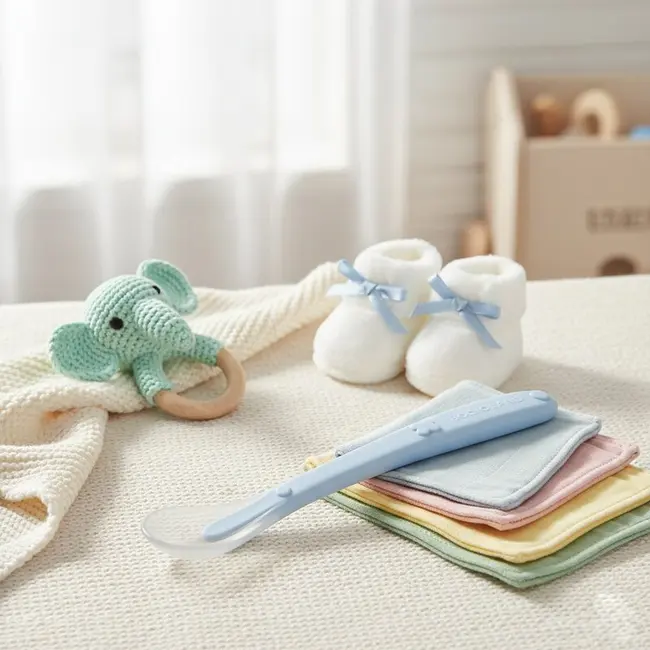 Lingurita, Bocioland, Din silicon, 6 luni+, Blue BYNBL245