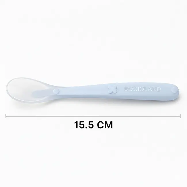Lingurita, Bocioland, Din silicon, 6 luni+, Blue BYNBL245