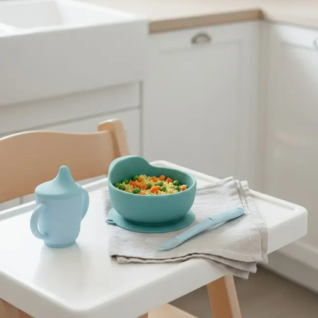 Lingurita, Bocioland, Din silicon, 6 luni+, Blue BYNBL245