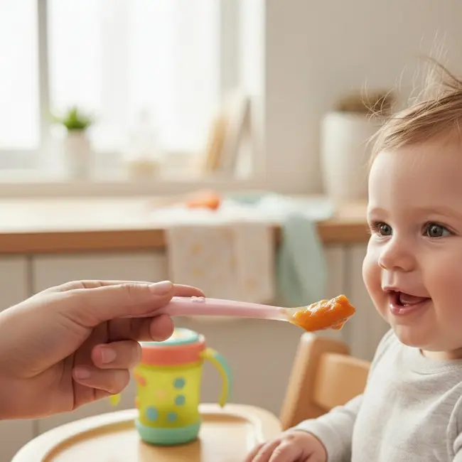 Lingurita, Bocioland, Din silicon, 6 luni+, Pink BYNBL231