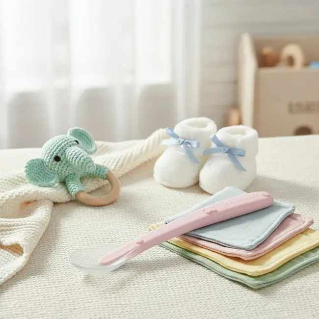 Lingurita, Bocioland, Din silicon, 6 luni+, Pink BYNBL231