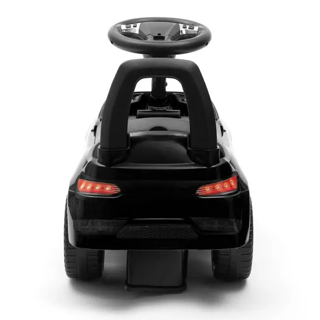 Masinuta de impins, Baby Mix, Racer, Pana la 25 kg, Cu volan, Cu sunete, Cu suport jucarii sub sezut si spatar confortabil, 12 luni+, Black BYN45832