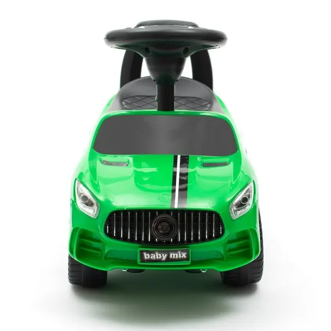 Masinuta de impins, Baby Mix, Racer, Pana la 25 kg, Cu volan, Cu sunete, Cu suport jucarii sub sezut si spatar confortabil, 12 luni+, Green BYN45833