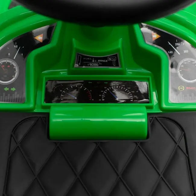 Masinuta de impins, Baby Mix, Racer, Pana la 25 kg, Cu volan, Cu sunete, Cu suport jucarii sub sezut si spatar confortabil, 12 luni+, Green BYN45833