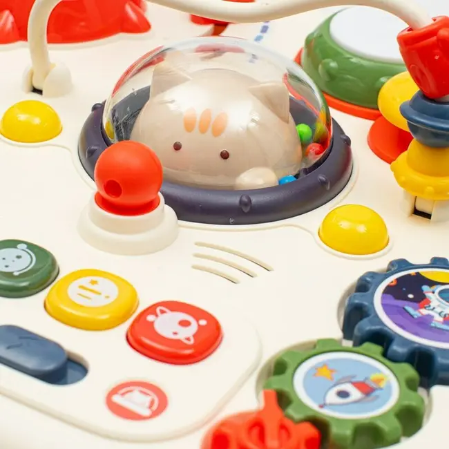 Masuta interactiva, Baby Mix, 2 in 1 pentru bebelusi, Cu lumini si sunete, Partea reversibila pentru Lego Duplo BYN56441