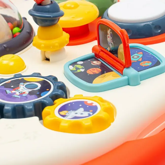 Masuta interactiva, Baby Mix, 2 in 1 pentru bebelusi, Cu lumini si sunete, Partea reversibila pentru Lego Duplo BYN56441