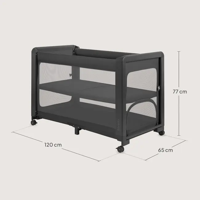 Patut multifunctional, Lionelo, Patty, 5 in 1, 0- 36 luni, Co-sleeper, Tarc de joaca, Patut de calatorie, Laterala rabatabila, 2 trepte reglare saltea, Roti, Husa transport inclusa, Gri BYNLO-PATTY_GREY_GRAPHITE