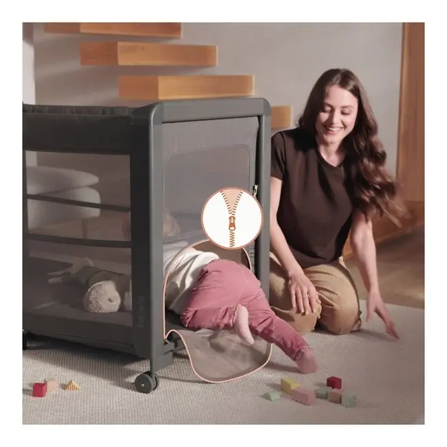 Patut multifunctional, Lionelo, Patty, 5 in 1, 0- 36 luni, Co-sleeper, Tarc de joaca, Patut de calatorie, Laterala rabatabila, 2 trepte reglare saltea, Roti, Husa transport inclusa, Gri BYNLO-PATTY_GREY_GRAPHITE