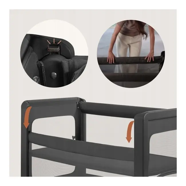 Patut multifunctional, Lionelo, Patty, 5 in 1, 0- 36 luni, Co-sleeper, Tarc de joaca, Patut de calatorie, Laterala rabatabila, 2 trepte reglare saltea, Roti, Husa transport inclusa, Gri BYNLO-PATTY_GREY_GRAPHITE