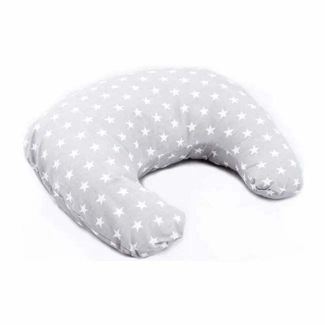 Perna pentru alaptat, Bocioland, Gray Stars, Cu husa detasabila, Din bumbac, 50x18 cm, BYNBOC0175