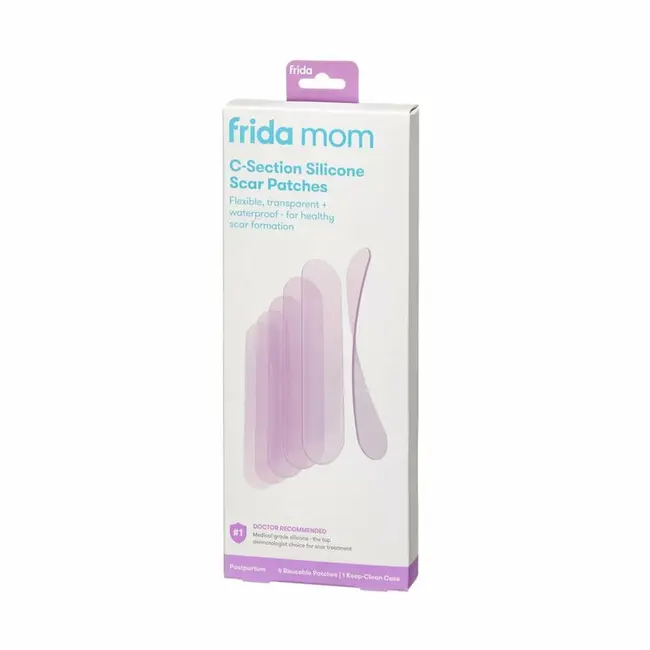 Plasturi pentru cicatrice cezariana, Frida Mom, 6 bucati, 20 cm, Reutilizabile, Hidratante, Flexibile, Rezistente la apa, Cu husa de protectie, Transparent BYNFRI