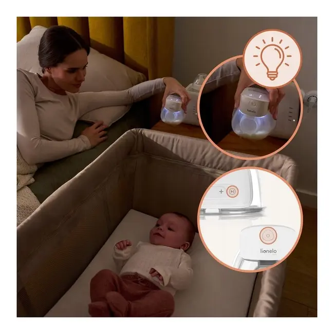 Pompa de san, Lionelo, Fidi Free Lumi, Portabila, Cu accesorii, Hands-free, 9 functii de masaj, Functie iluminare pentru noapte, Fara BPA, Autonomie 3 h, Capacitate 180 ml, Alb BYNLOC-FIDI_FREE_LUMI_WHITE_NATURAL
