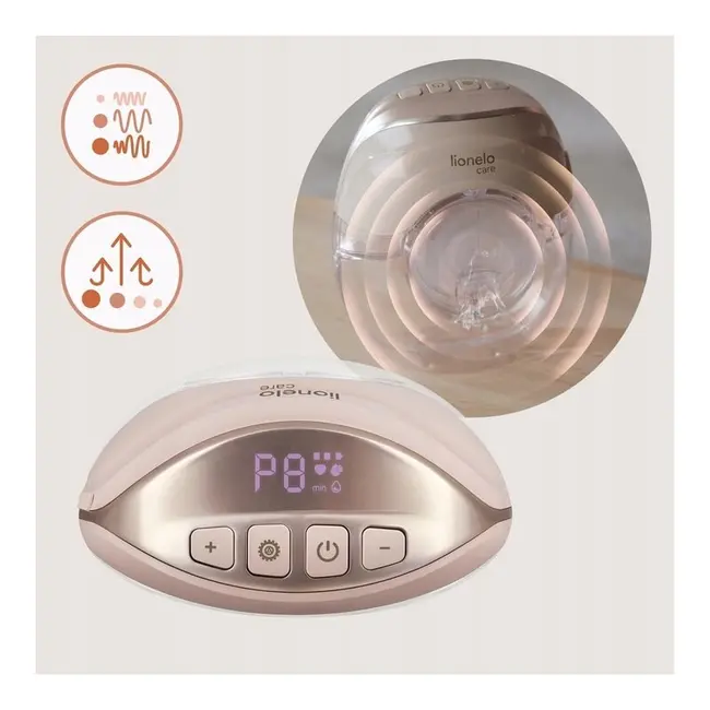Pompa de san, Lionelo, Fidi Free Slim, Portabila, Cu accesorii, Hands-free, Trifazata, Panou control, Autonomie pana la 3 h, 9 functii de masaj, Silentioasa- 40 db, Capacitate 150 ml, Roz BYNLOC-FIDI_FREE_SLIM