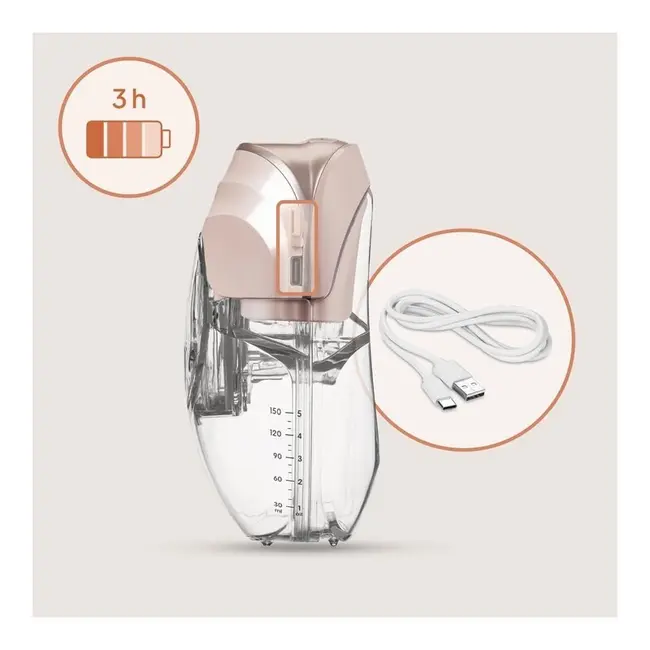 Pompa de san, Lionelo, Fidi Free Slim, Portabila, Cu accesorii, Hands-free, Trifazata, Panou control, Autonomie pana la 3 h, 9 functii de masaj, Silentioasa- 40 db, Capacitate 150 ml, Roz BYNLOC-FIDI_FREE_SLIM