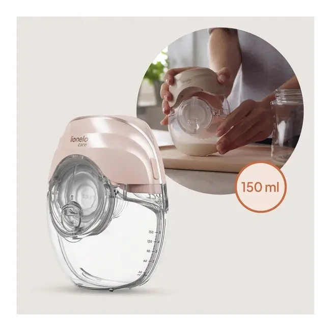 Pompa de san, Lionelo, Fidi Free Slim, Portabila, Cu accesorii, Hands-free, Trifazata, Panou control, Autonomie pana la 3 h, 9 functii de masaj, Silentioasa- 40 db, Capacitate 150 ml, Roz BYNLOC-FIDI_FREE_SLIM