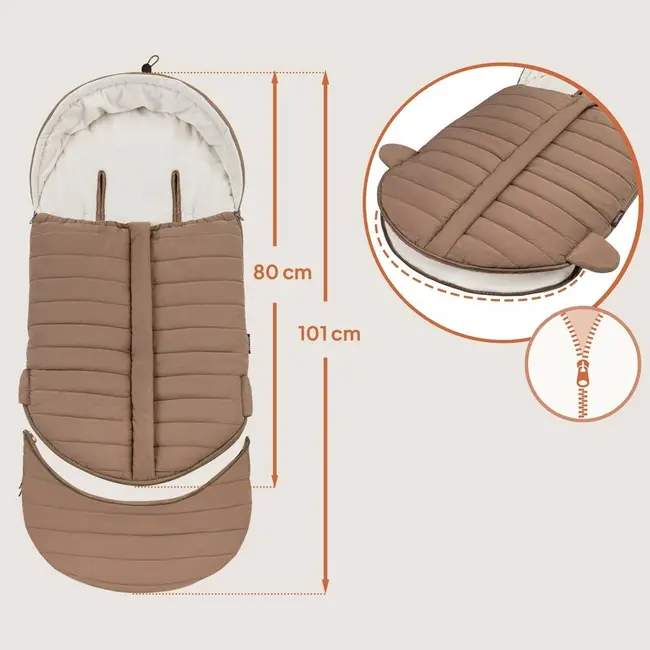 Sac de iarna, Lionelo, Oli, Pentru carucior, landou sau scaun auto, 101x45 cm, Impermeabil, Rezistent pana la -20 grade, Extensibil, Maro BYNLO-OLI_NUTTY