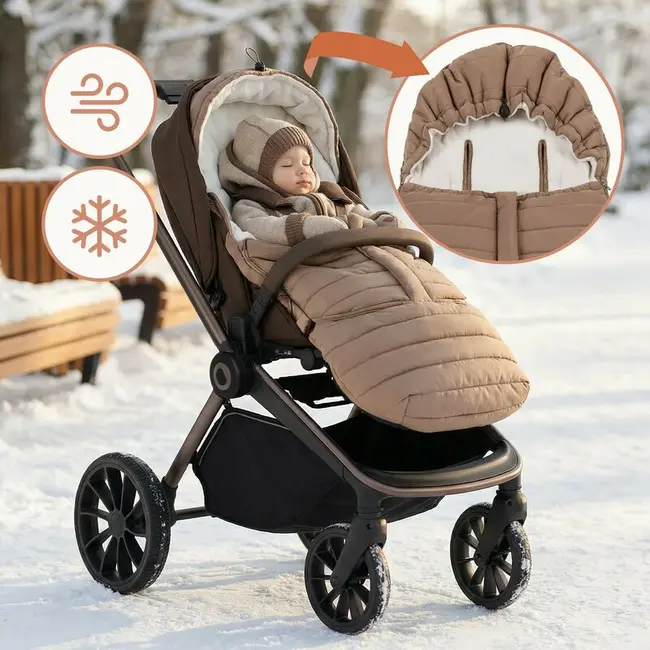 Sac de iarna, Lionelo, Oli, Pentru carucior, landou sau scaun auto, 101x45 cm, Impermeabil, Rezistent pana la -20 grade, Extensibil, Maro BYNLO-OLI_NUTTY