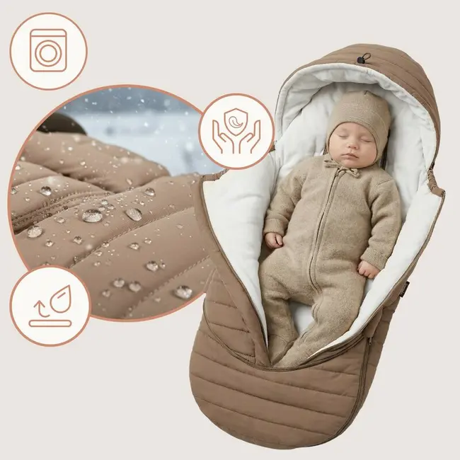 Sac de iarna, Lionelo, Oli, Pentru carucior, landou sau scaun auto, 101x45 cm, Impermeabil, Rezistent pana la -20 grade, Extensibil, Maro BYNLO-OLI_NUTTY