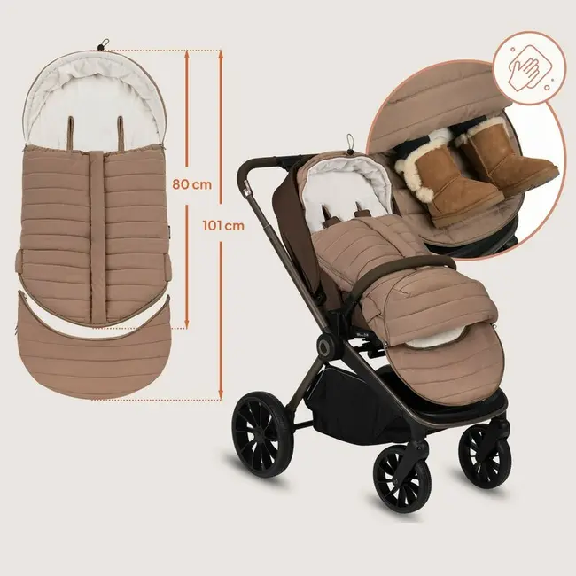 Sac de iarna, Lionelo, Oli, Pentru carucior, landou sau scaun auto, 101x45 cm, Impermeabil, Rezistent pana la -20 grade, Extensibil, Maro BYNLO-OLI_NUTTY