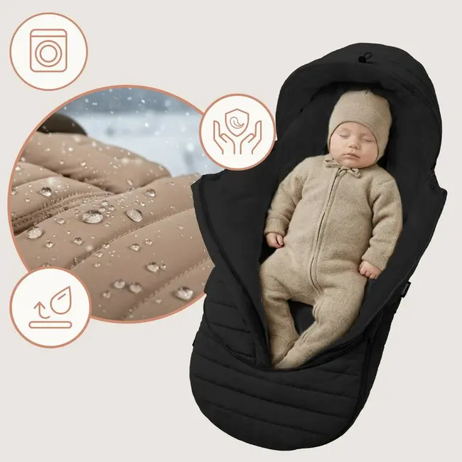 Sac de iarna, Lionelo, Oli, Pentru carucior, landou sau scaun auto, 101x45 cm, Impermeabil, Rezistent pana la -20 grade, Extensibil, Negru BYNLO-OLI_BLACK