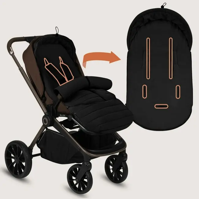 Sac de iarna, Lionelo, Oli, Pentru carucior, landou sau scaun auto, 101x45 cm, Impermeabil, Rezistent pana la -20 grade, Extensibil, Negru BYNLO-OLI_BLACK