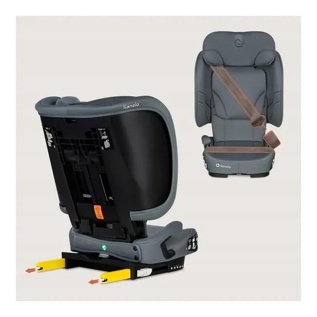 Scaun auto pliabil, Lionelo, Orin, i-Size, 100-150 cm, Tetiera reglabila in 14 pozitii, Spatar in 4 pozitii, Isofix+Top Tether, Sezut ergonomic, Husa transport, Suport sticla, Gri Grafit BYNLO-ORIN_I-SIZE_GREY_GRAPHITE