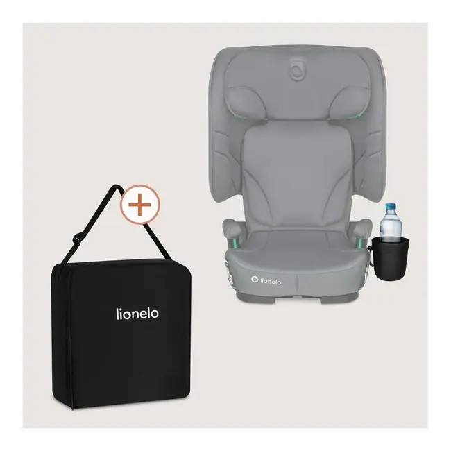Scaun auto pliabil, Lionelo, Orin, i-Size, 100-150 cm, Tetiera reglabila in 14 pozitii, Spatar in 4 pozitii, Isofix+Top Tether, Sezut ergonomic, Husa transport, Suport sticla, Gri Grafit BYNLO-ORIN_I-SIZE_GREY_GRAPHITE