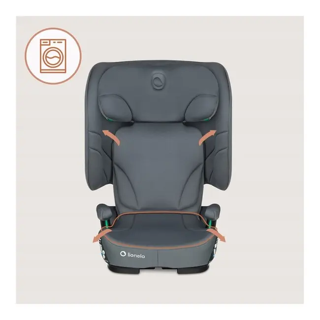 Scaun auto pliabil, Lionelo, Orin, i-Size, 100-150 cm, Tetiera reglabila in 14 pozitii, Spatar in 4 pozitii, Isofix+Top Tether, Sezut ergonomic, Husa transport, Suport sticla, Gri Grafit BYNLO-ORIN_I-SIZE_GREY_GRAPHITE