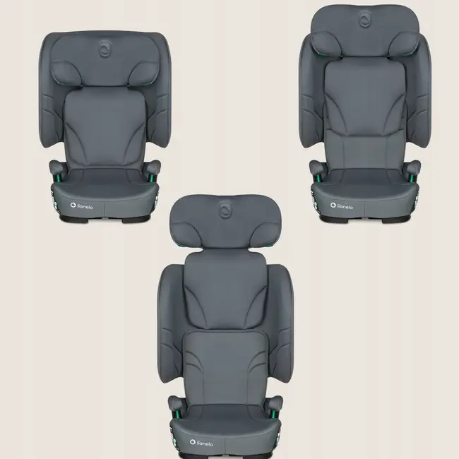 Scaun auto pliabil, Lionelo, Orin, i-Size, 100-150 cm, Tetiera reglabila in 14 pozitii, Spatar in 4 pozitii, Isofix+Top Tether, Sezut ergonomic, Husa transport, Suport sticla, Gri Grafit BYNLO-ORIN_I-SIZE_GREY_GRAPHITE